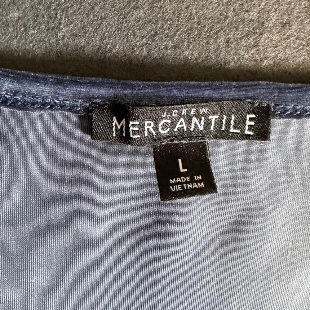 J.Crew Mercantile Wrap Top Womens Large Blue Core Whimsigoth 90s Fall Boho - Picture 5 of 9